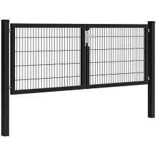 Hillfence metalen dubbele poort Premium-line inclusief slot 300x100 cm zwart