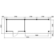 Tuinhuis Duxtail 120 vuren Luzern 300x200 luifel 400 cm enkele deur