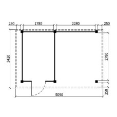 Tuinhuis Duxtail 140 douglas Wenen 200x300 luifel 250 cm enkele deur