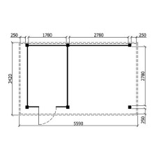 Tuinhuis Duxtail 140 douglas Wenen 200x300 luifel 300 cm enkele deur