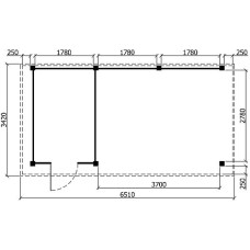 Tuinhuis Duxtail 140 douglas Wenen 200x300 luifel 400 cm enkele deur