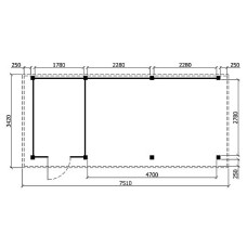 Tuinhuis Duxtail 140 douglas Wenen 200x300 luifel 500 cm enkele deur