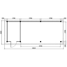 Tuinhuis Duxtail 140 douglas Wenen 200x300 luifel 600 cm enkele deur