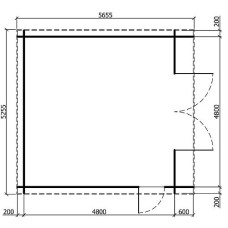 Garage Bloktail vuren 45 mm Finn 500x500 cm