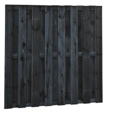 Tuinscherm geïmpregneerd grenen 18 planks 180 x 180 cm 15 mm recht zwart